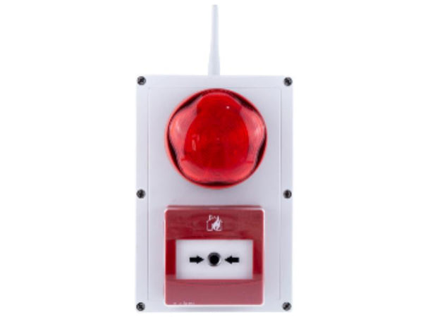 Master external call-point with sounder/beacon in red with reset key