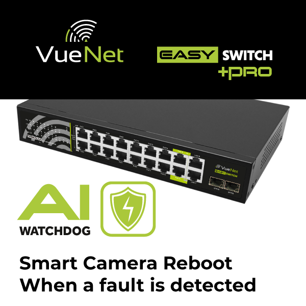 VueNet EasySwitch PRO 16 Port - 1000mbps PoE Network Switch