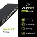 VueNet EasySwitch 24 Port - 100mbps PoE Network Switch