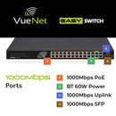 VueNet EasySwitch 24 Port - 100mbps PoE Network Switch