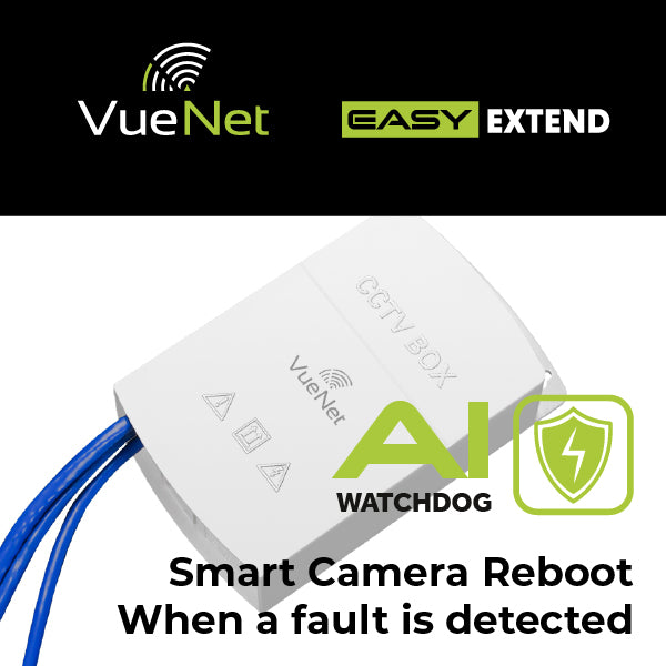 VueNet EasyExtend 2 Port - External PoE Powered Range Extender +130M