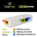 VueNet EasyExtend 2 Port - External PoE Powered Range Extender +130M
