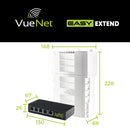 VueNet EasyExtend 4 Port - External PoE Powered Range Extender +130M
