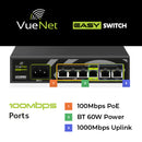 VueNet EasySwitch 4 Port - 100mbps PoE Network Switch