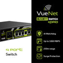 VueNet EasySwitch PRO 4 Port - 1000mbps PoE Network Switch