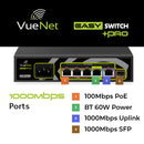VueNet EasySwitch PRO 4 Port - 1000mbps PoE Network Switch