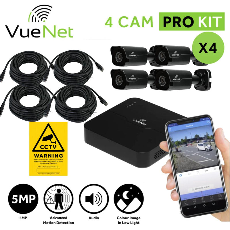 VueNet 4 Camera Fixed Pro Audio Bullet Kit