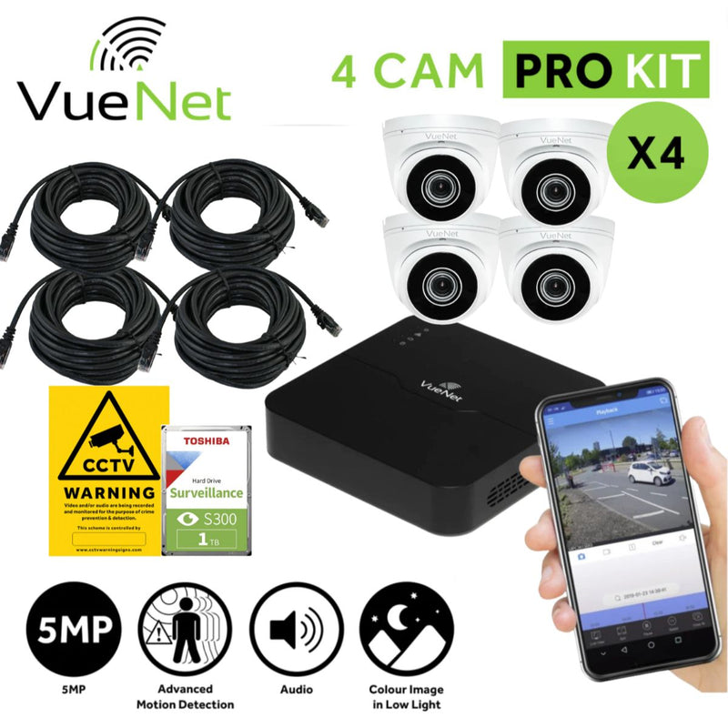 VueNet 4 Camera Varifocal Pro Audio Turret Kit