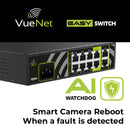VueNet EasySwitch 8 Port - 100mbps PoE Network Switch