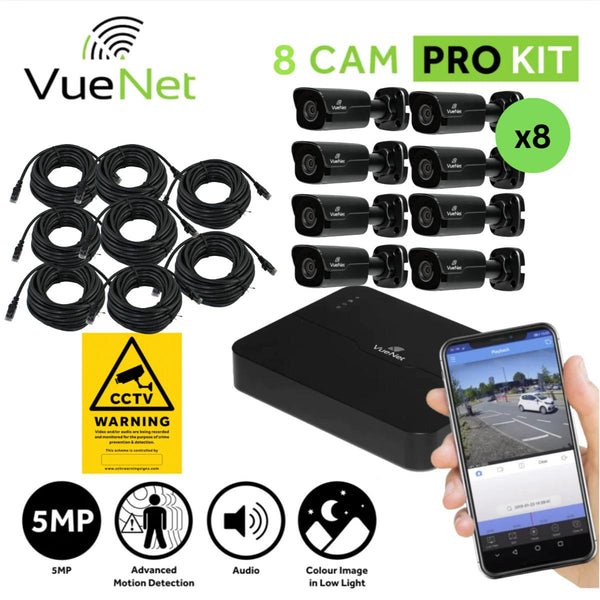 VueNet 8 Camera Fixed Pro Audio Bullet Kit