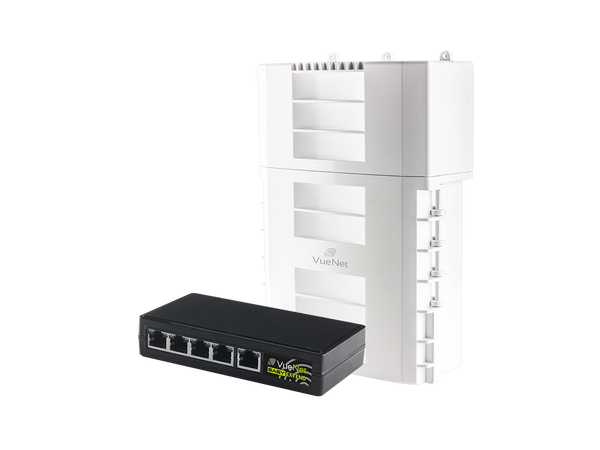 VueNet EasyExtend 4 Port - External PoE Powered Range Extender +130M