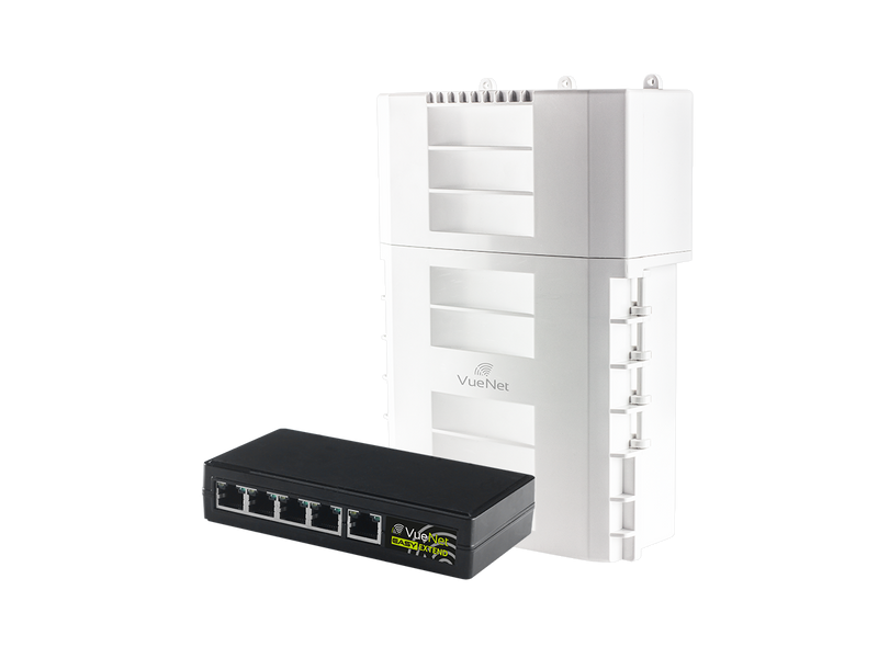 VueNet EasyExtend 4 Port - External PoE Powered Range Extender +130M