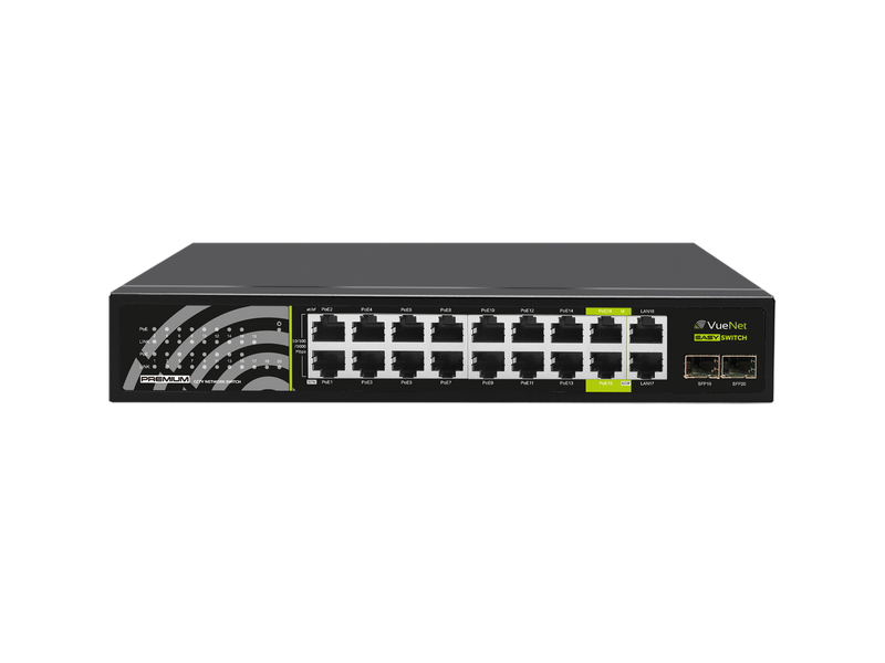 VueNet EasySwitch PRO 16 Port - 1000mbps PoE Network Switch