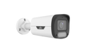 White security camera with black accents on a white background