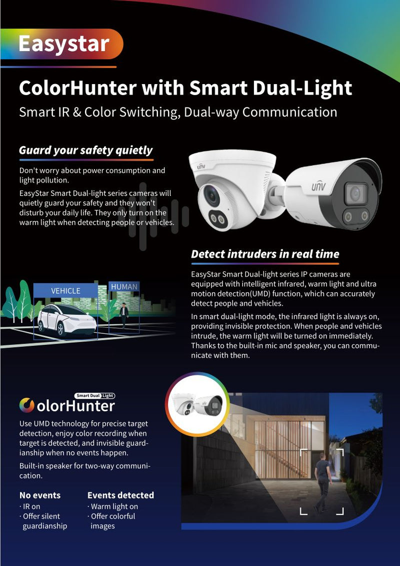 UNV 4MP ColourHunter With Smart Dual Light 2.8MM Fixed Lens IP Turret CCTV Camera